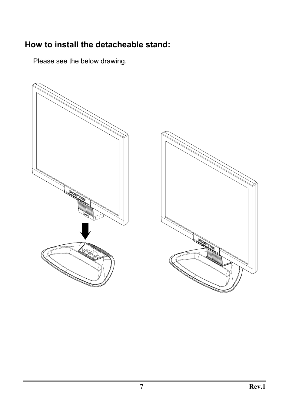 How to install the detacheable stand | Sceptre Technologies LCD Monitor X9S-NagaV User Manual | Page 11 / 23