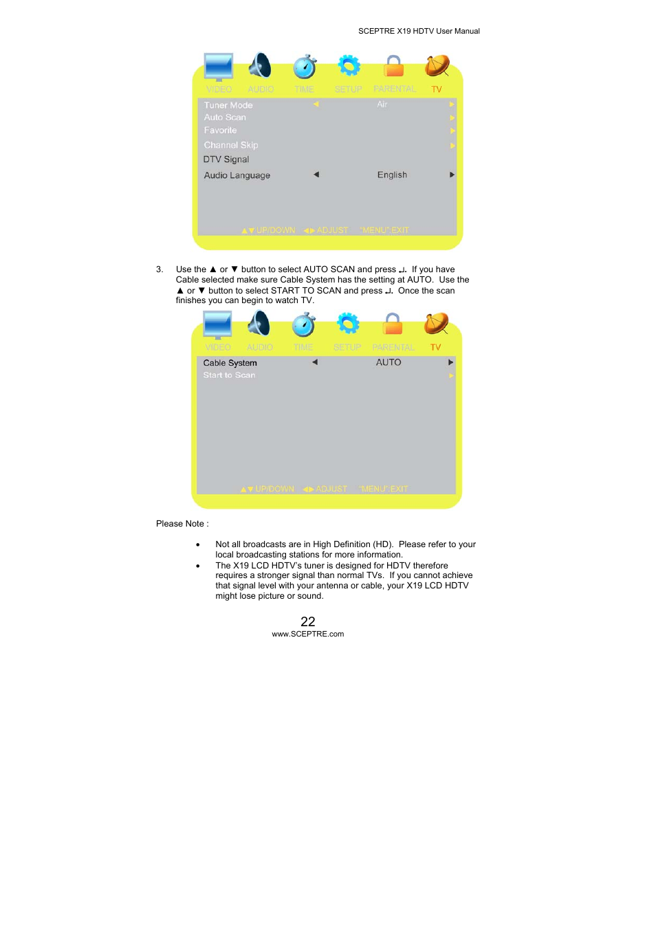 Sceptre Technologies X19 User Manual | Page 22 / 43