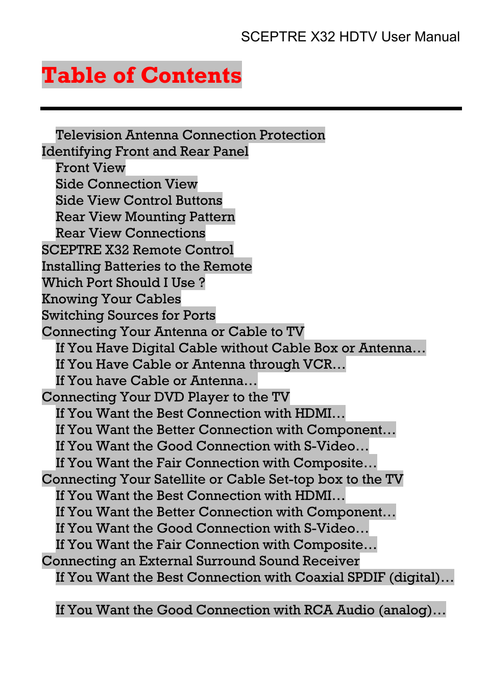 Sceptre Technologies X32 User Manual | Page 9 / 107