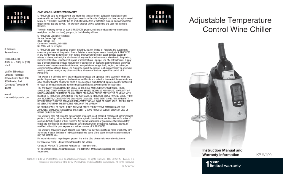 Sharper Image KP-W400 User Manual | 6 pages
