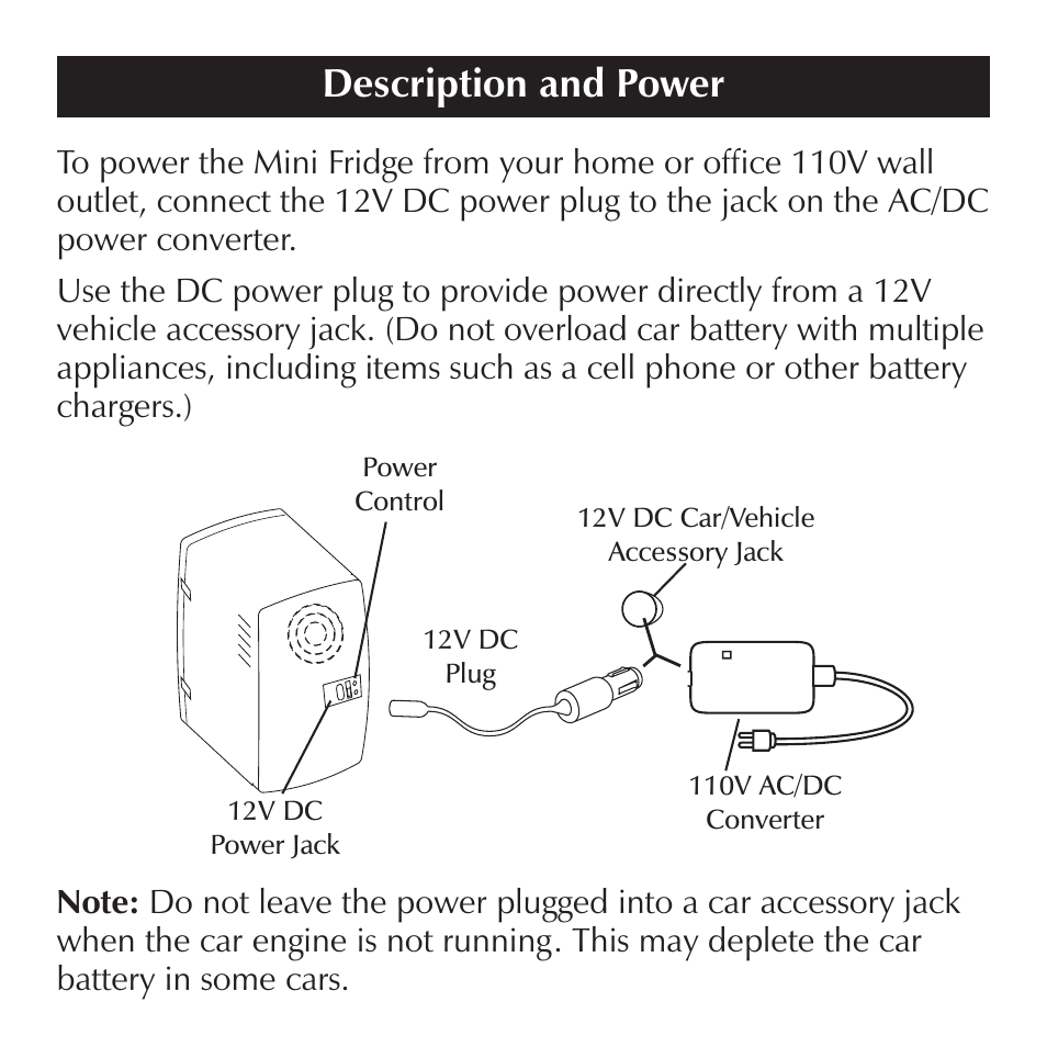 Description and power | Sharper Image SI714 User Manual | Page 3 / 8
