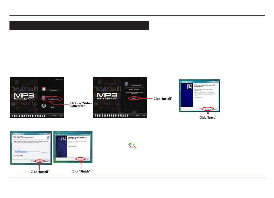 Converting videos | Sharper Image SMP516-2 User Manual | Page 14 / 27
