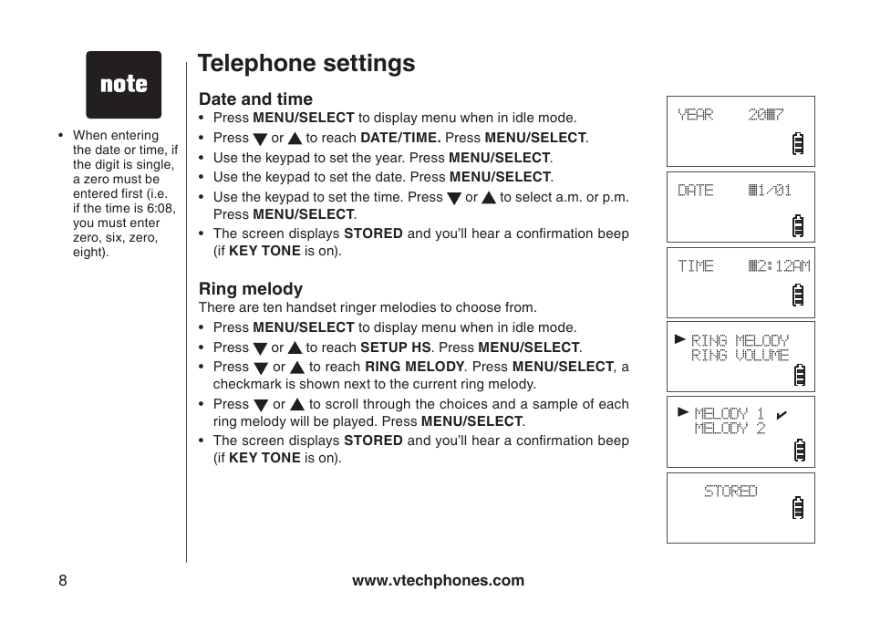 Telephone settings | Sharper Image 6031 User Manual | Page 11 / 51