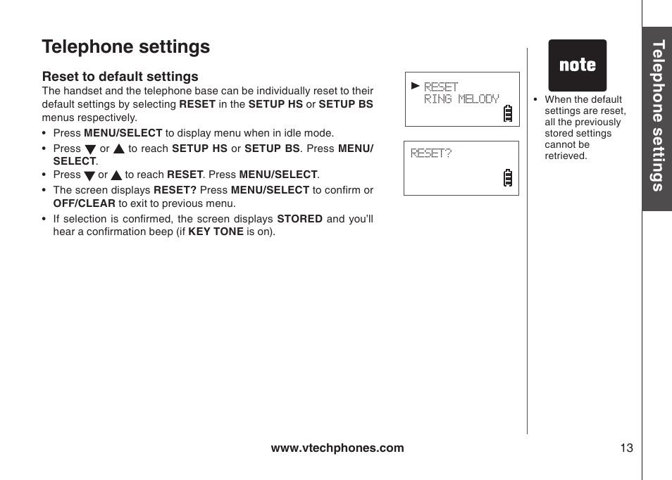 Telephone settings, Te le ph on e s ett in gs | Sharper Image 6031 User Manual | Page 16 / 51