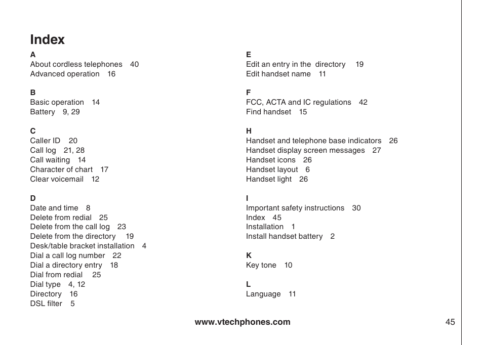 Index | Sharper Image 6031 User Manual | Page 48 / 51