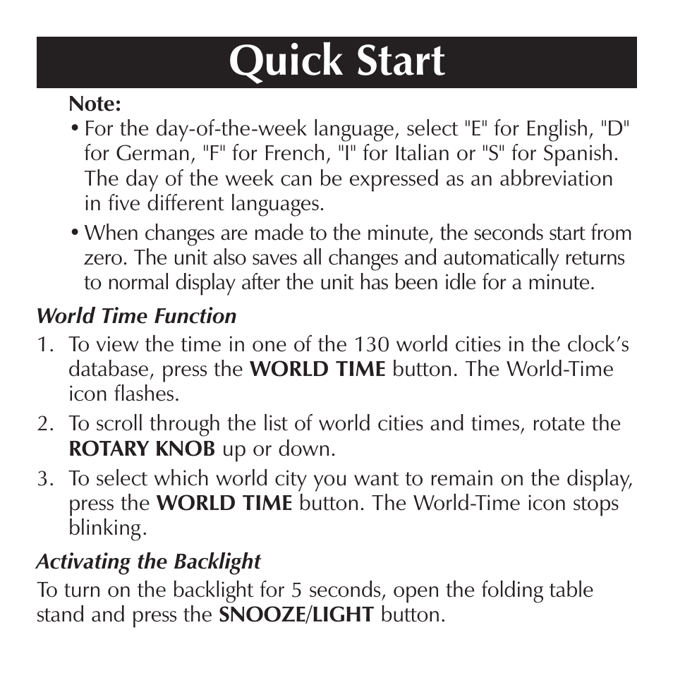 Quick start | Sharper Image OQ314 User Manual | Page 6 / 35