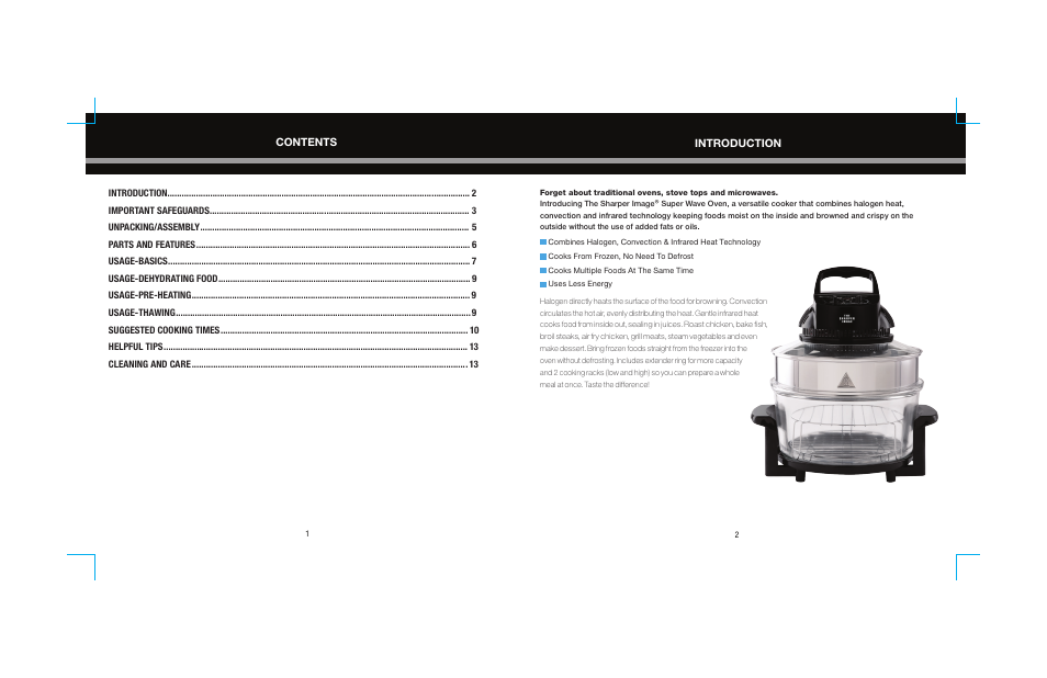 Sharper Image Super Wave Oven 8217SI User Manual | Page 2 / 8