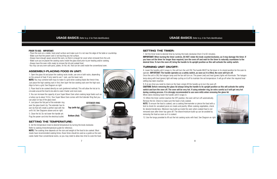 Usage-basics | Sharper Image Super Wave Oven 8217SI User Manual | Page 5 / 8