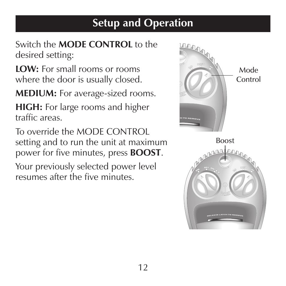 Setup and operation | Sharper Image SI871 User Manual | Page 12 / 20