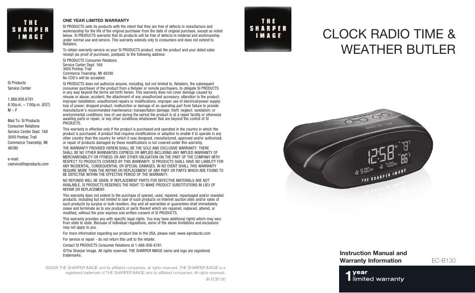 Sharper Image IB-ECB130 User Manual | 6 pages