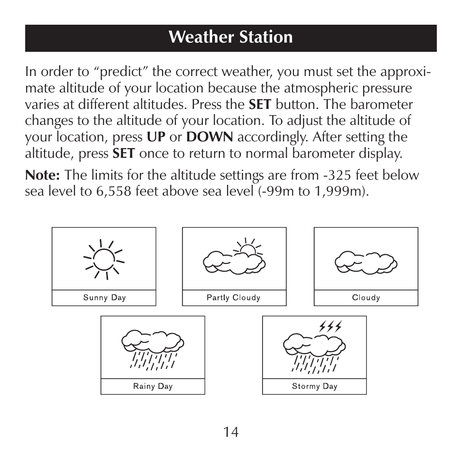 Head h1 or h2, Weather station | Sharper Image SN004 User Manual | Page 14 / 20