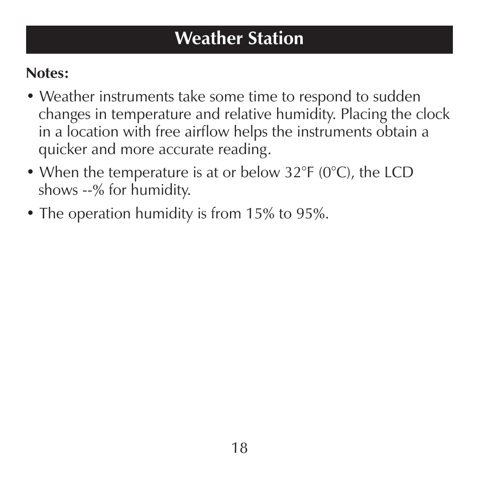 Weather station | Sharper Image SN004 User Manual | Page 18 / 20