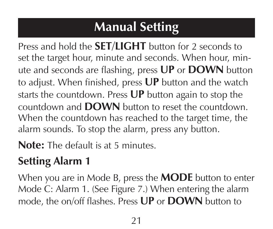 Manual setting | Sharper Image SN005 User Manual | Page 21 / 28