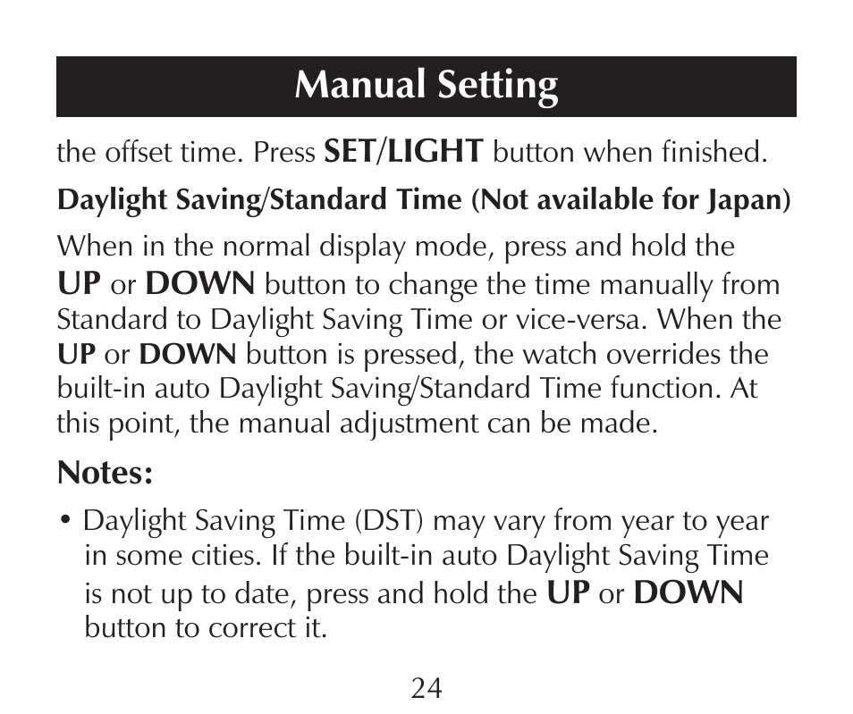 Manual setting | Sharper Image SN005 User Manual | Page 24 / 28