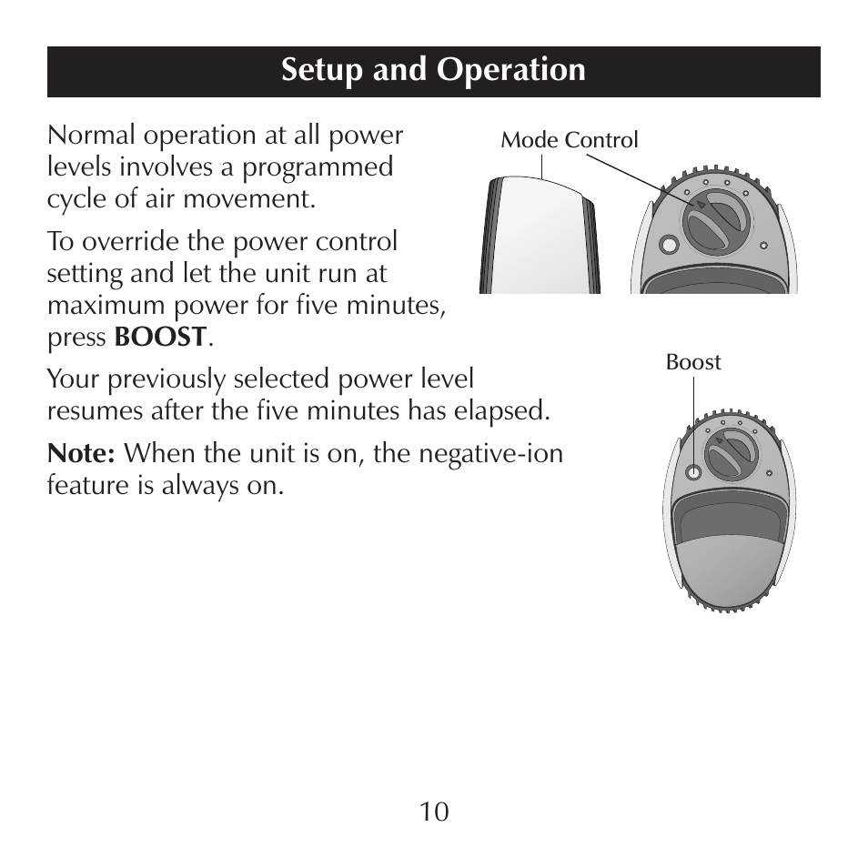 Setup and operation | Sharper Image SI867 User Manual | Page 10 / 16