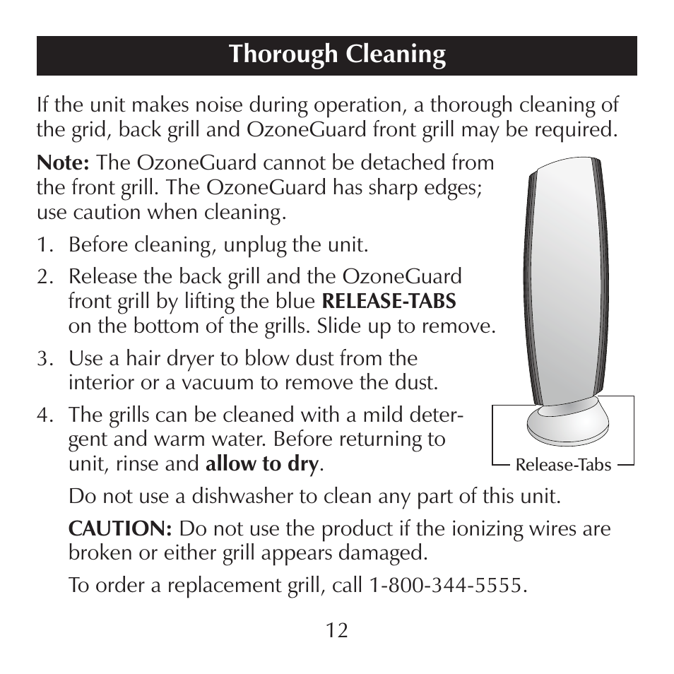 Thorough cleaning | Sharper Image SI867 User Manual | Page 12 / 16