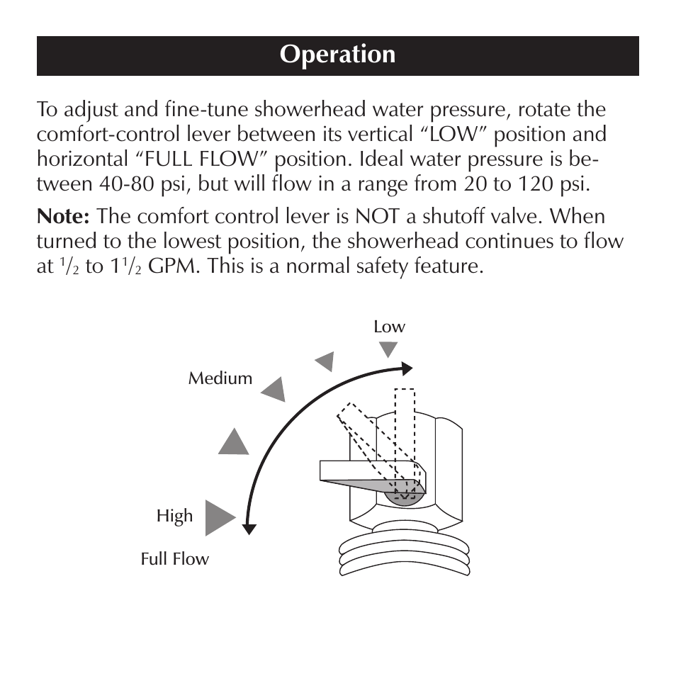 Operation, Gpm. this is a normal safety feature | Sharper Image EL001 User Manual | Page 6 / 8