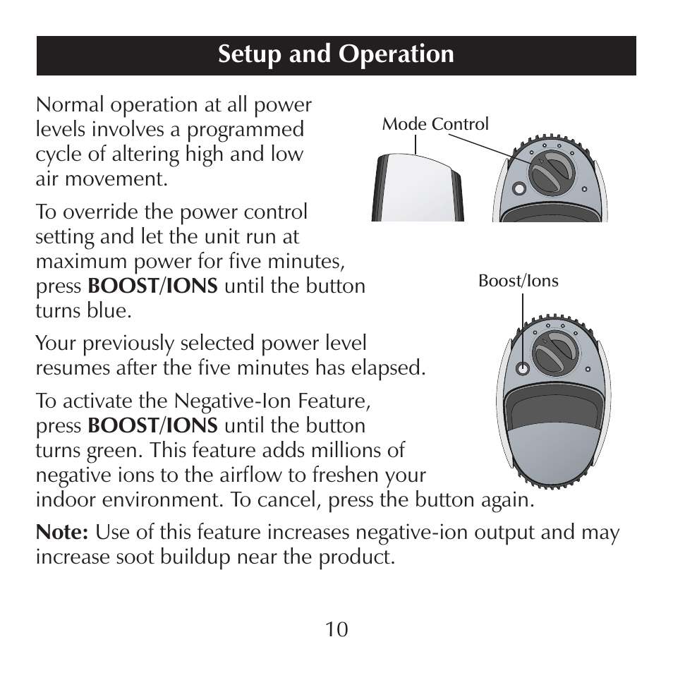 Setup and operation | Sharper Image SI857 User Manual | Page 10 / 16