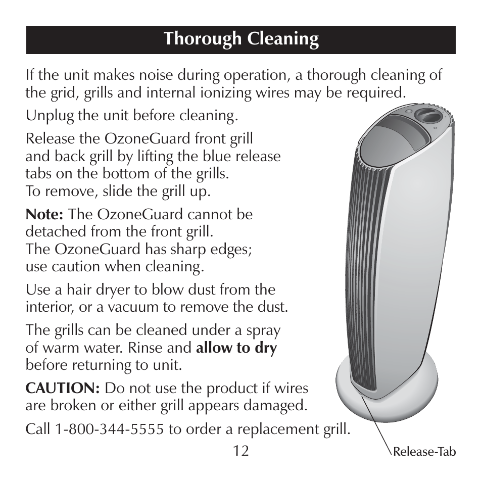 Thorough cleaning | Sharper Image SI857 User Manual | Page 12 / 16