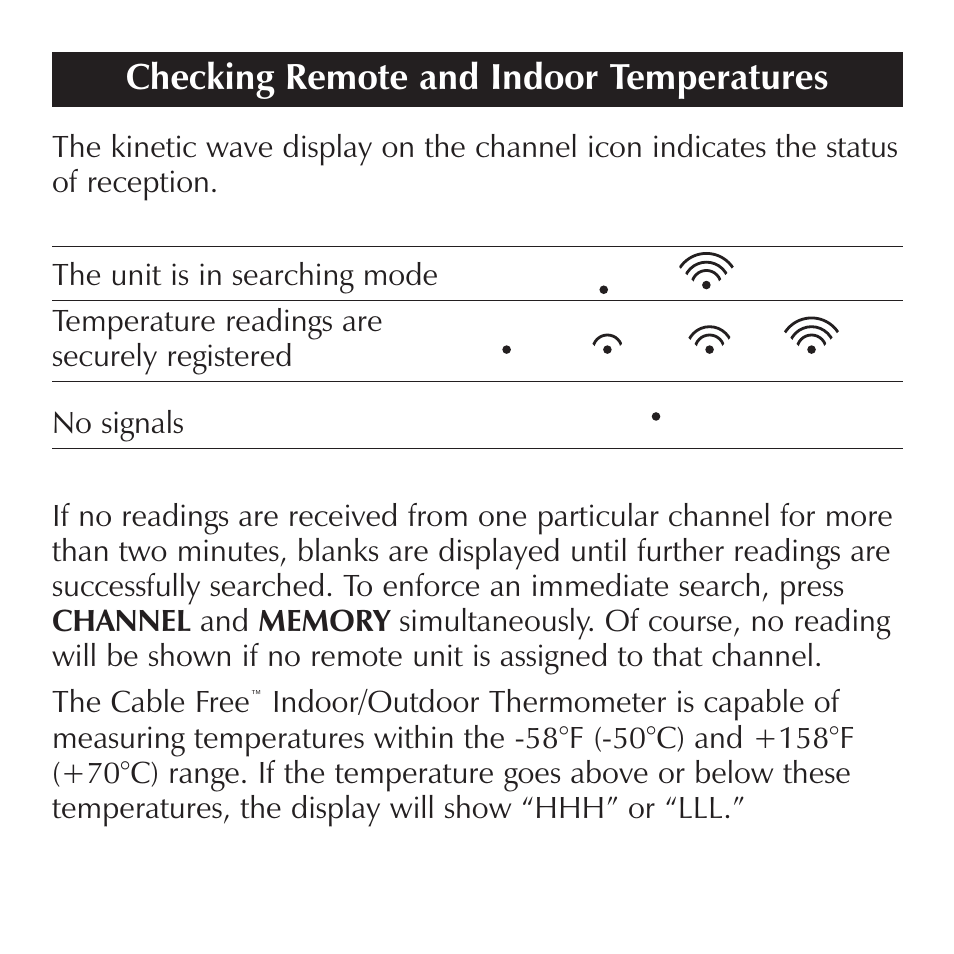 Checking remote and indoor temperatures | Sharper Image OQ234 User Manual | Page 15 / 22