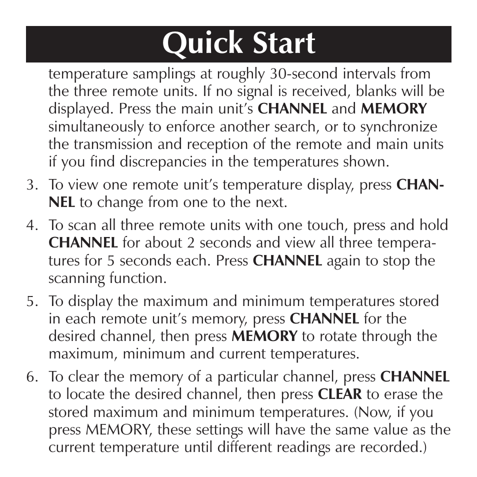 Quick start | Sharper Image OQ234 User Manual | Page 5 / 22