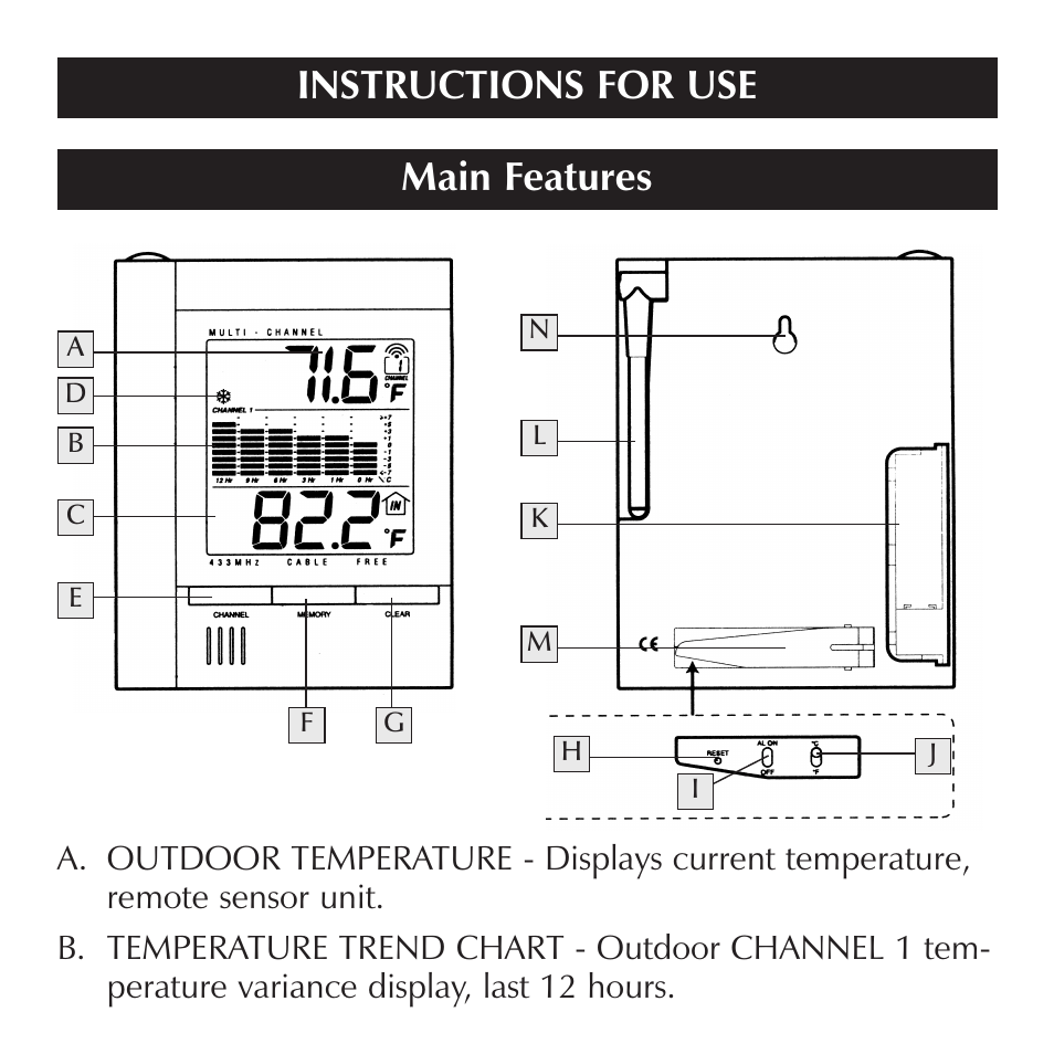 Main features, Instructions for use | Sharper Image OQ234 User Manual | Page 6 / 22