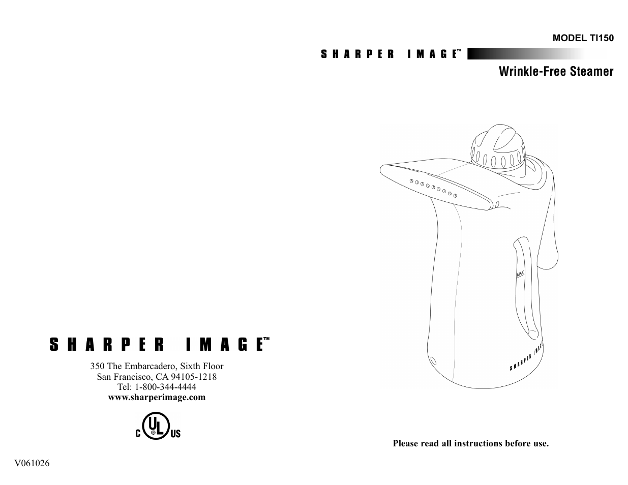 Sharper Image TI150 User Manual | 6 pages