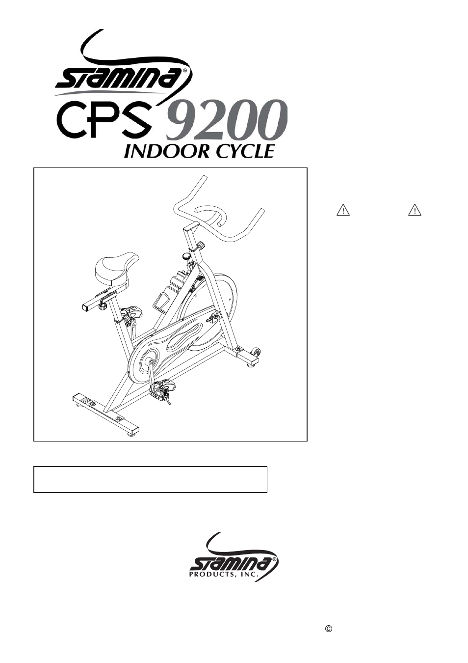 Stamina Products CPS 9200 Indoor Cycle 15-9200 User Manual | 22 pages