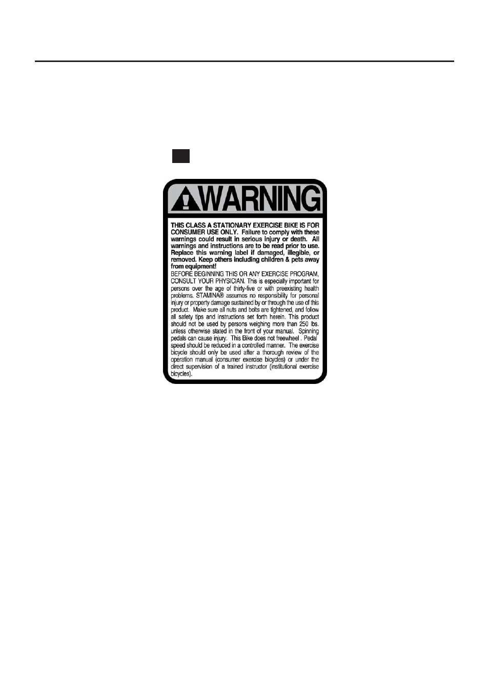 Equipment warning & notice labels | Stamina Products CPS 9200 Indoor Cycle 15-9200 User Manual | Page 5 / 22