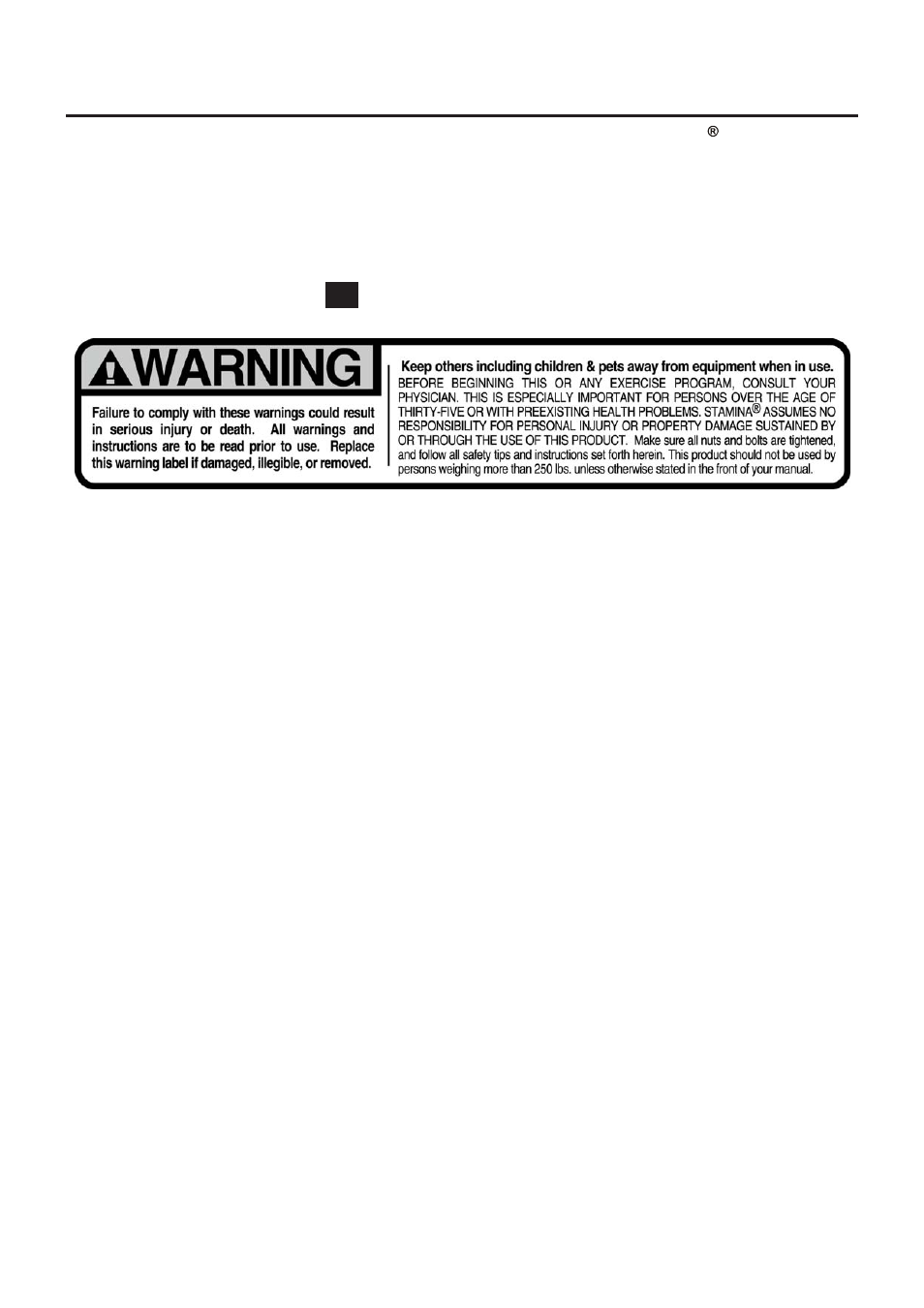 Equipment warning & notice labels | Stamina Products T3000 45-1003 User Manual | Page 5 / 18