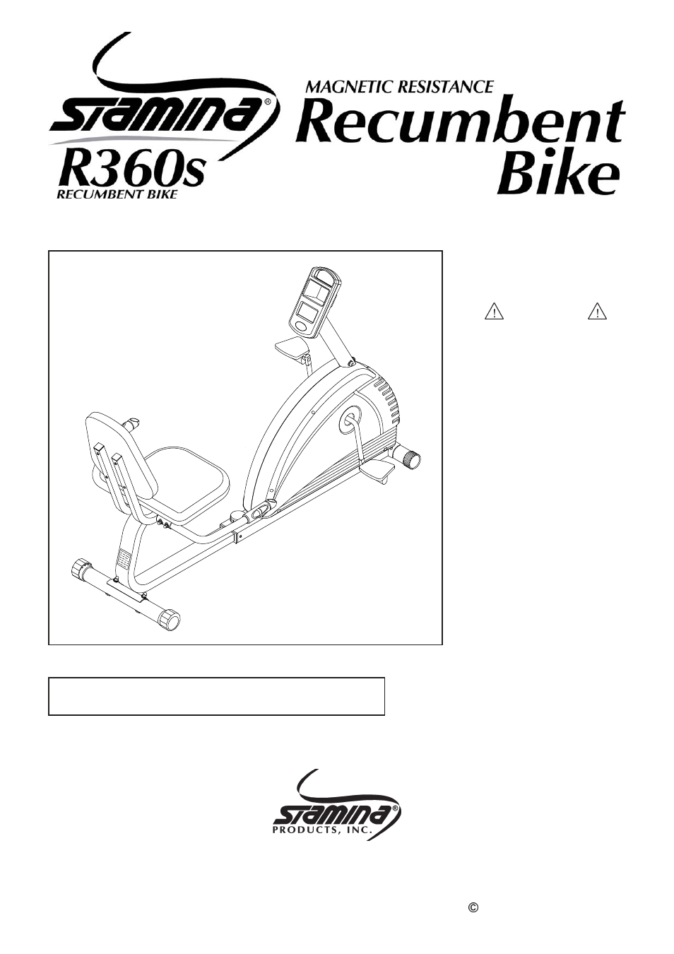 Stamina Products Magnetic Resistance Recumbent Bike 15-4760 User Manual | 22 pages