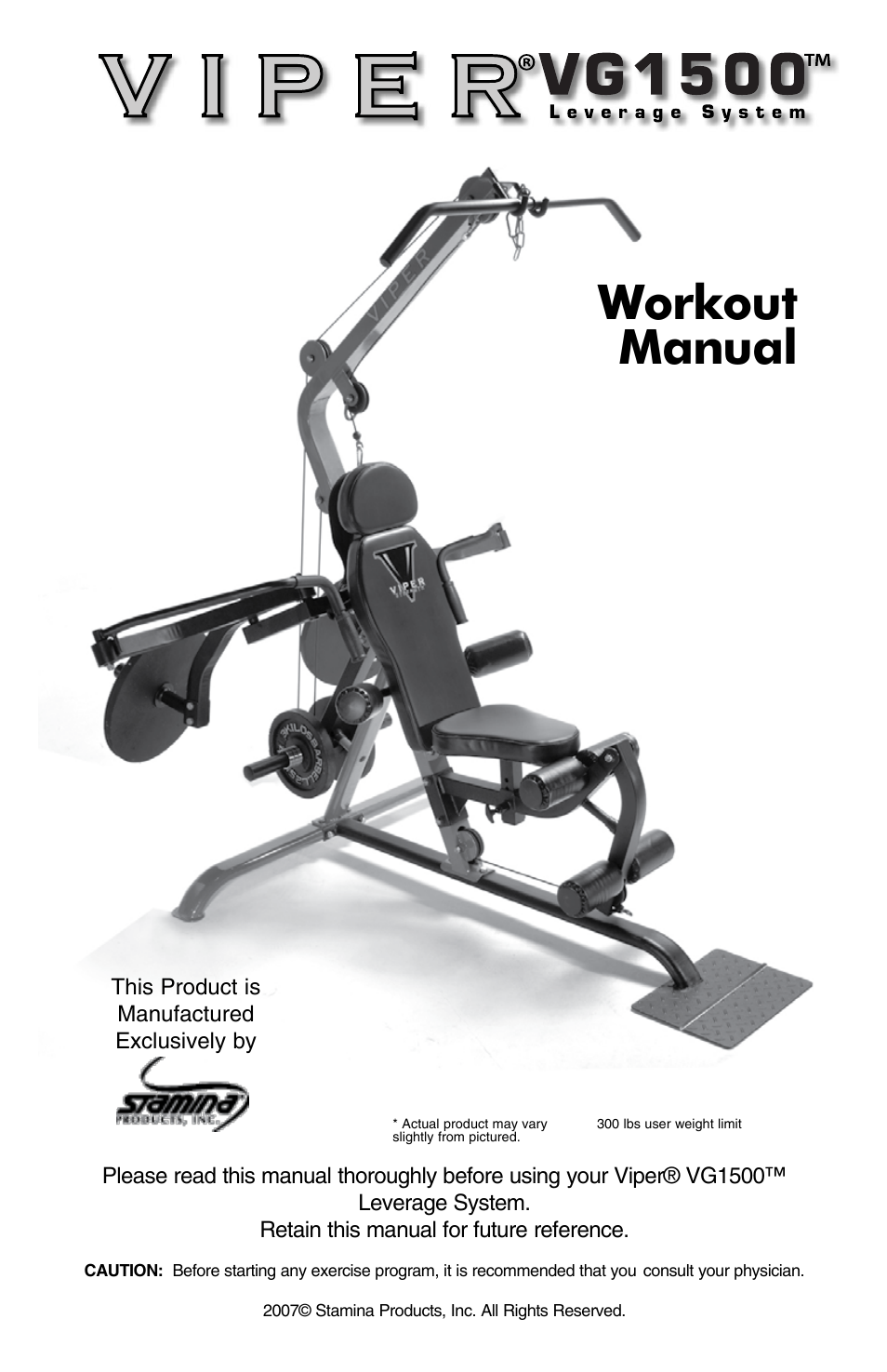 Stamina Products Viper VG1500 User Manual | 32 pages