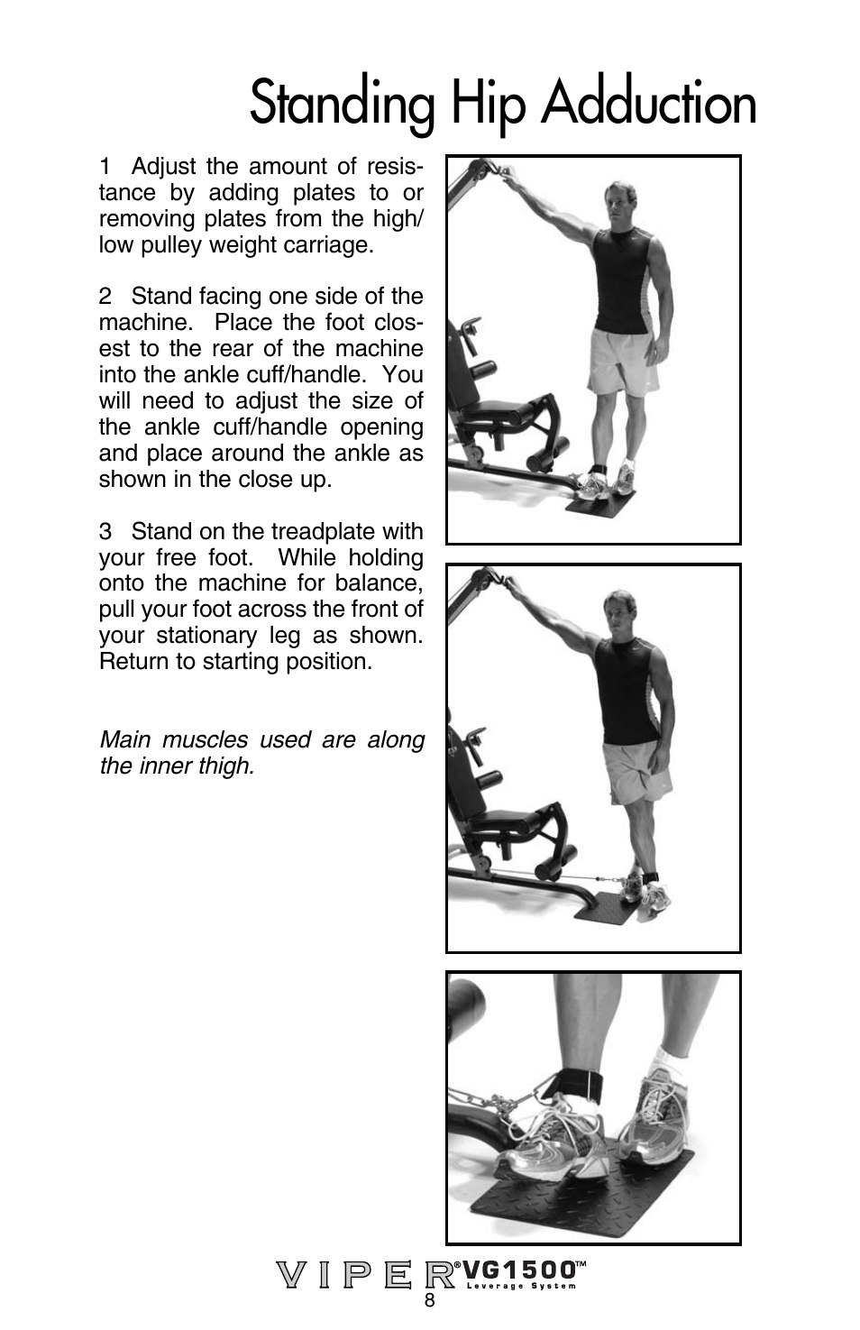 Standing hip adduction | Stamina Products Viper VG1500 User Manual | Page 10 / 32
