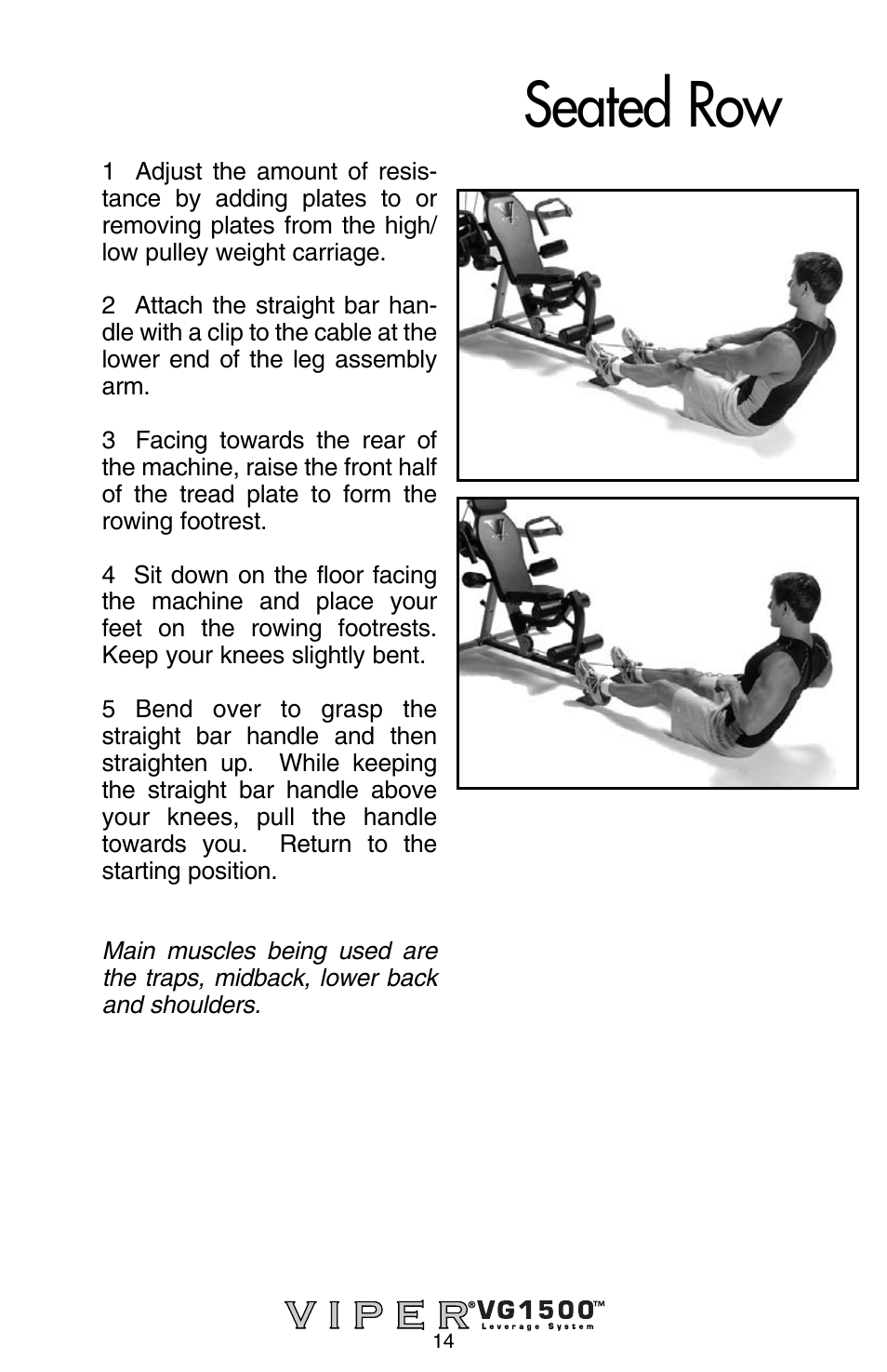 Seated row | Stamina Products Viper VG1500 User Manual | Page 16 / 32