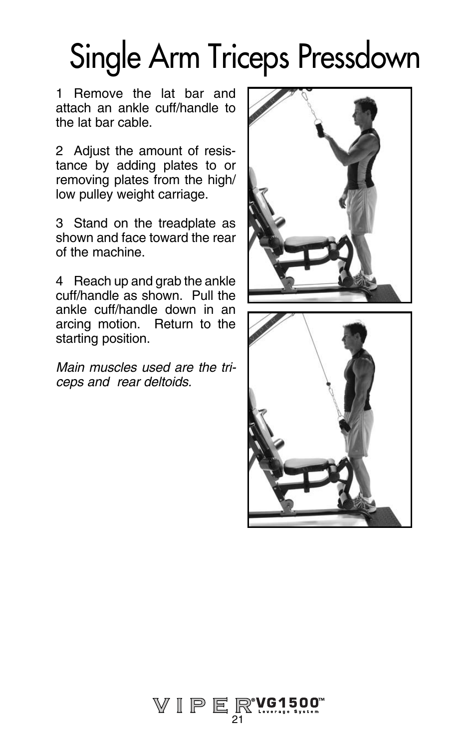 Single arm triceps pressdown | Stamina Products Viper VG1500 User Manual | Page 23 / 32