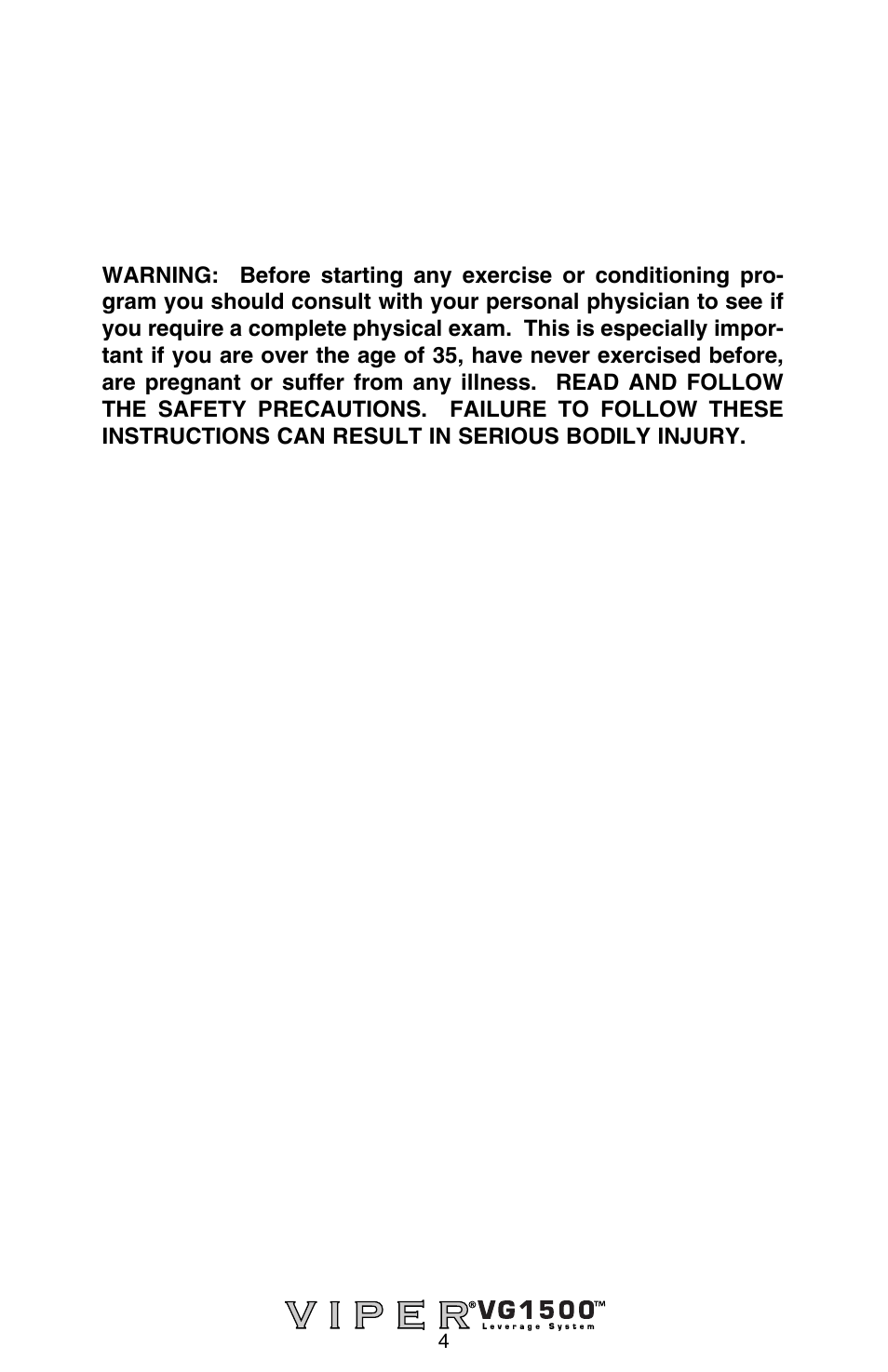 Stamina Products Viper VG1500 User Manual | Page 6 / 32