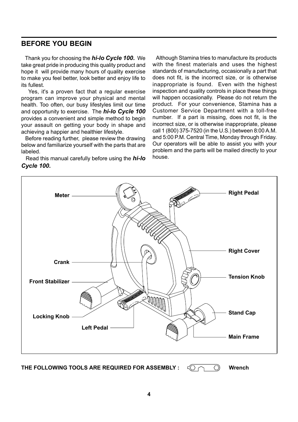 Before you begin | Stamina Products 15-0100 User Manual | Page 4 / 15