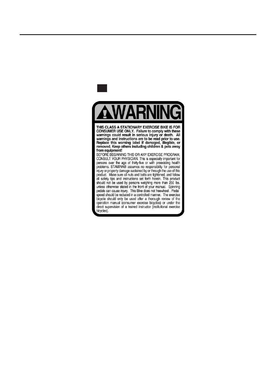 Equipment warning & notice labels | Stamina Products fusion 15-4545 User Manual | Page 5 / 22