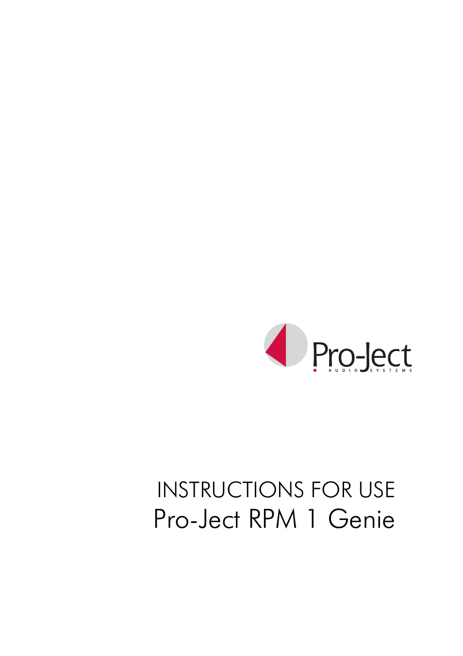 Pro-Ject GENIE RPM 1 User Manual | 7 pages