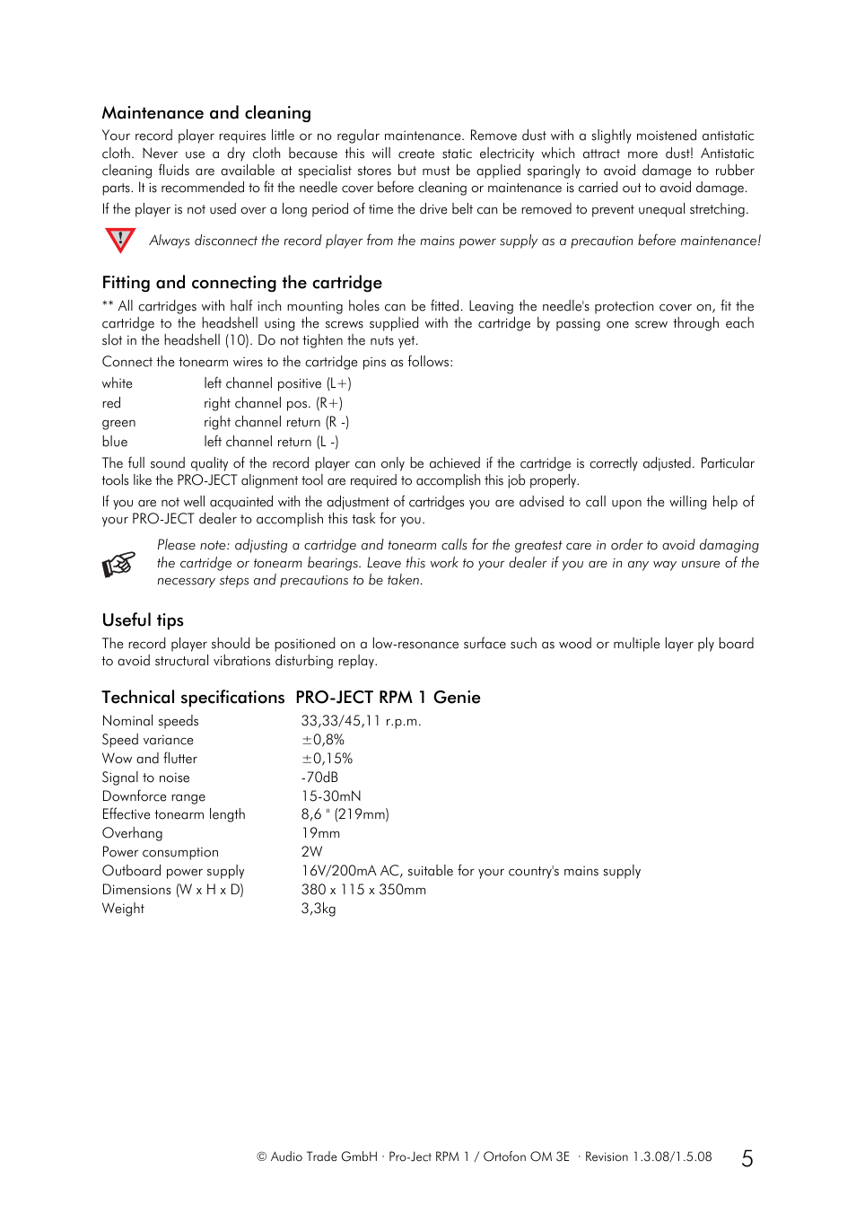 Pro-Ject GENIE RPM 1 User Manual | Page 5 / 7