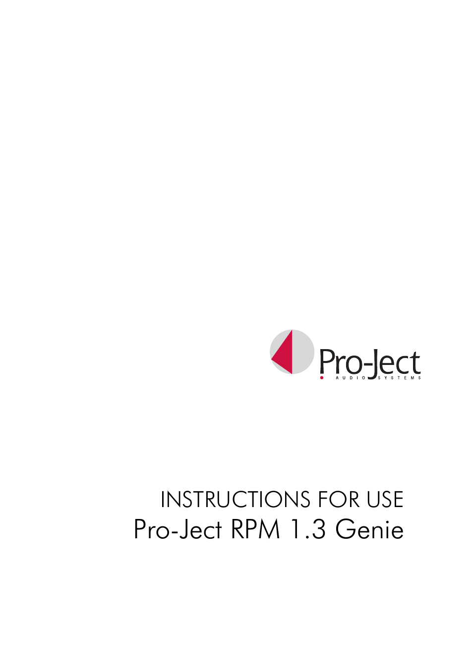 Pro-Ject RPM 1.3 Genie User Manual | 7 pages