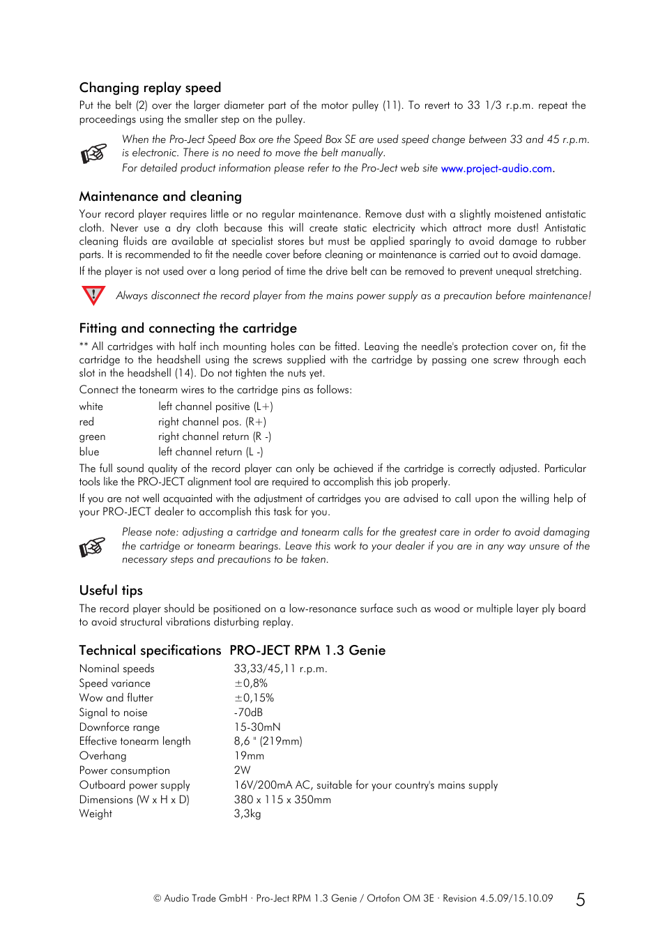 Pro-Ject RPM 1.3 Genie User Manual | Page 5 / 7