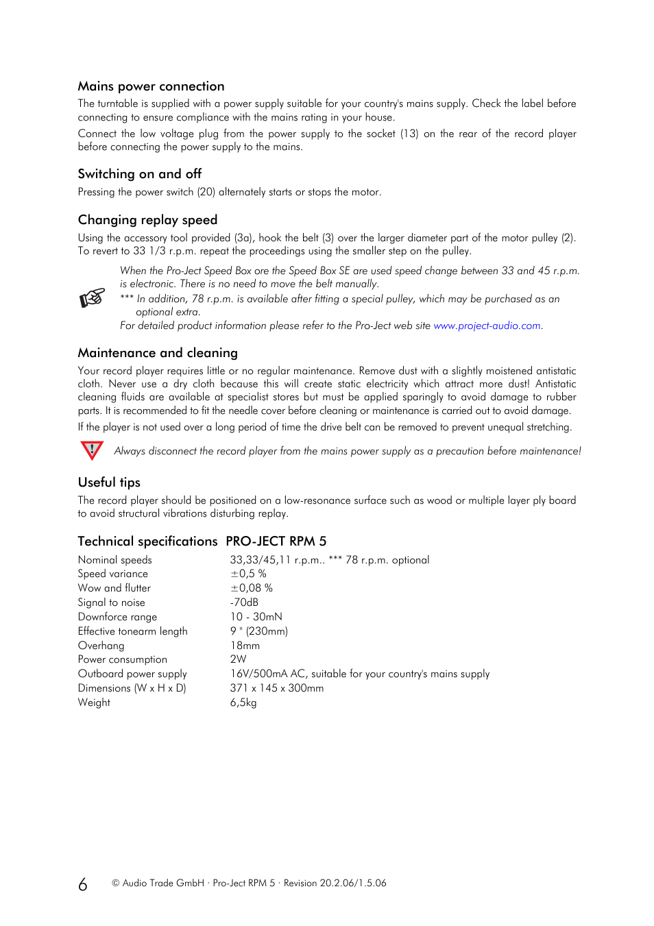 Pro-Ject RPM 5 User Manual | Page 6 / 8