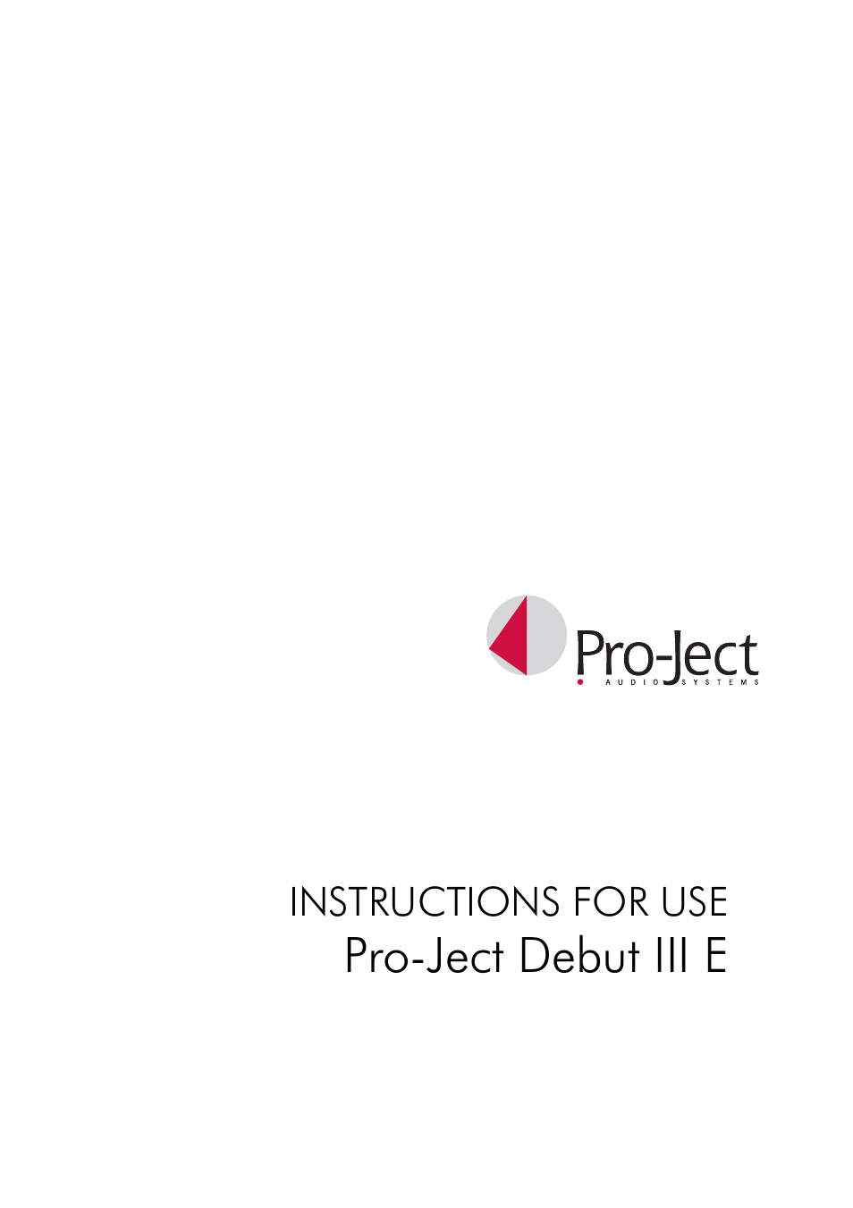 Pro-Ject DEBUT III E User Manual | 8 pages