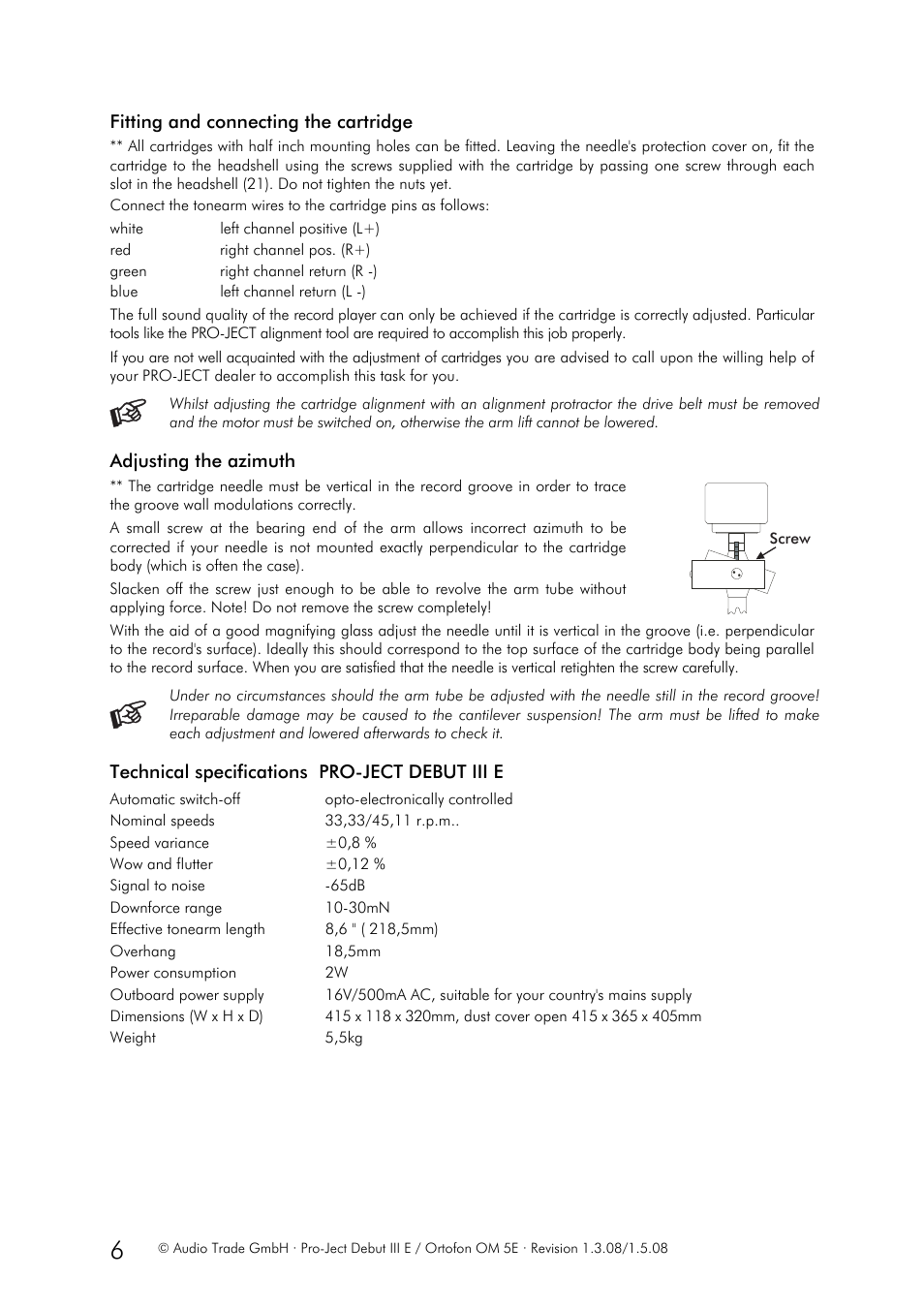 Pro-Ject DEBUT III E User Manual | Page 6 / 8