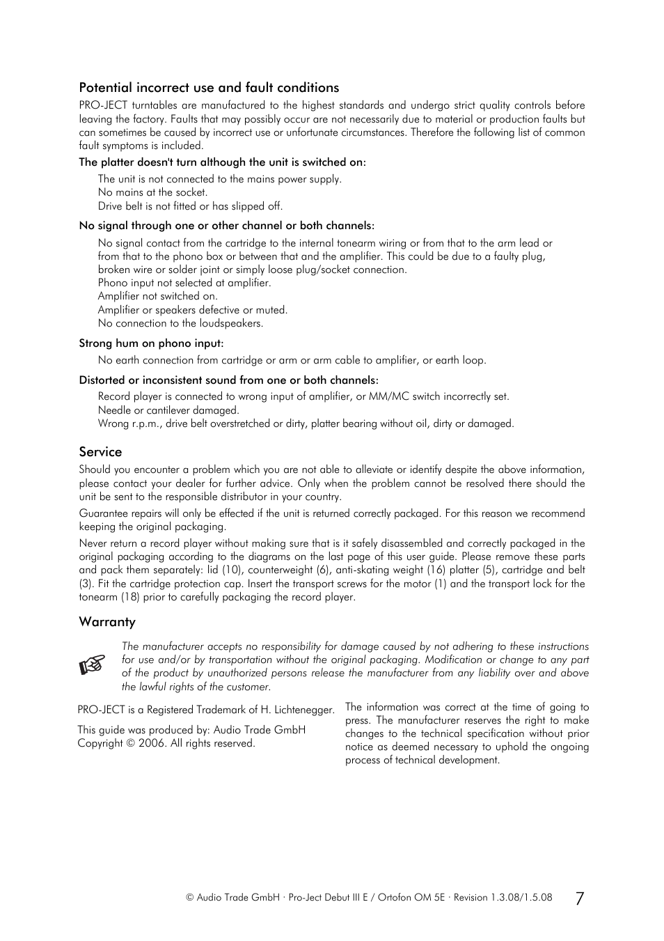 Pro-Ject DEBUT III E User Manual | Page 7 / 8