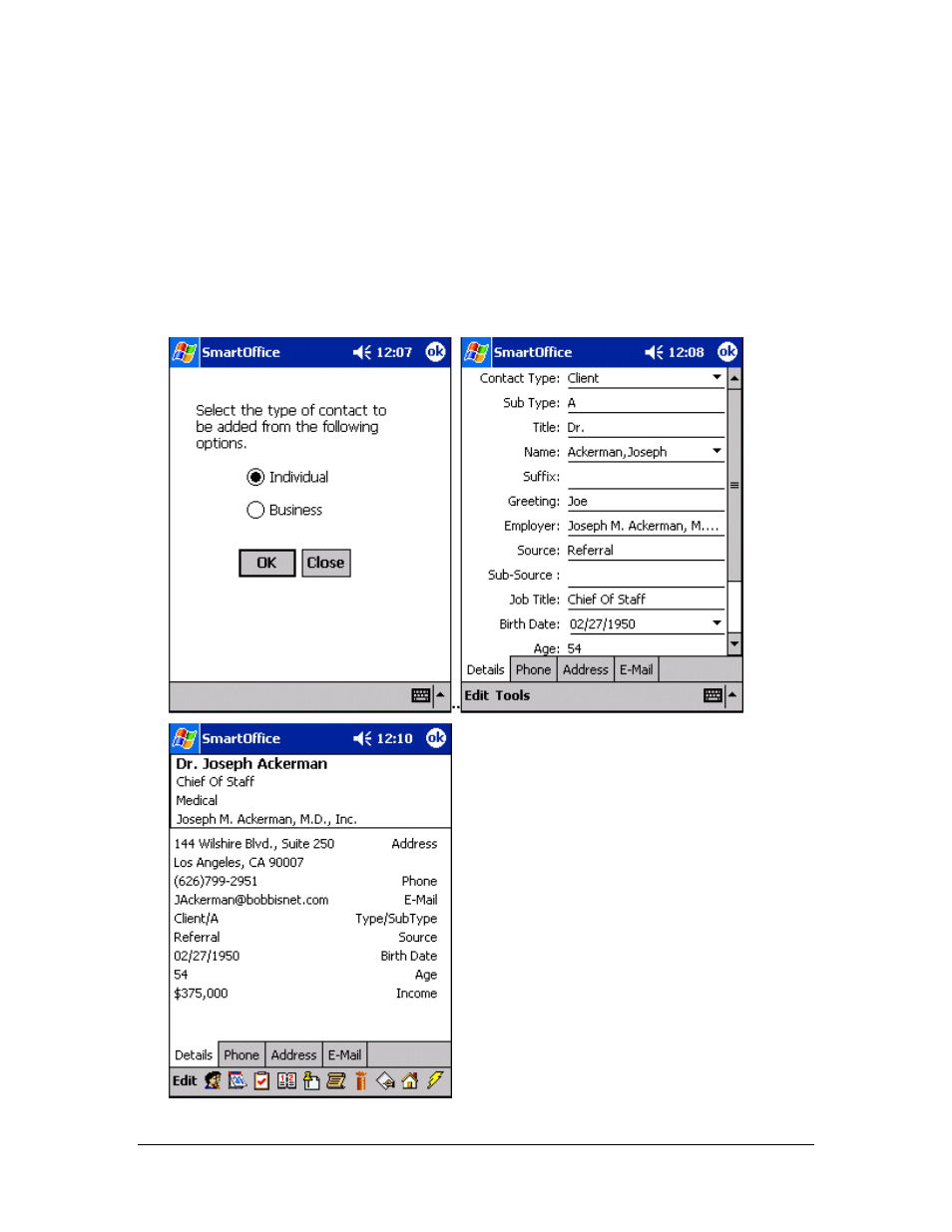 Creating an individual contact record, From the contact summary tab | Smart Parts Mobile for Pocket PC User Manual | Page 17 / 42