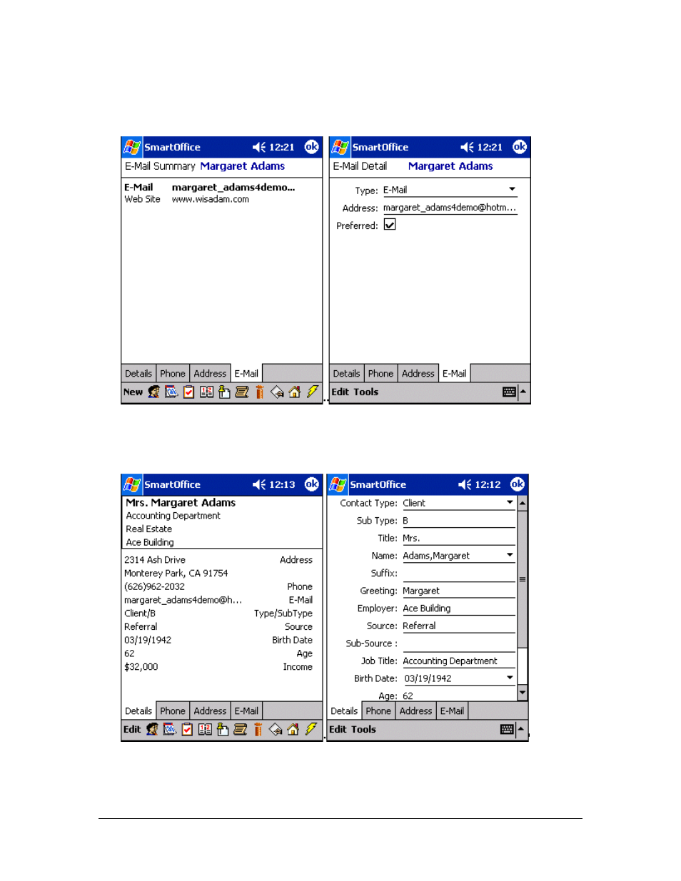 Modifying a contact record, Modifying a contact’s phone number | Smart Parts Mobile for Pocket PC User Manual | Page 20 / 42