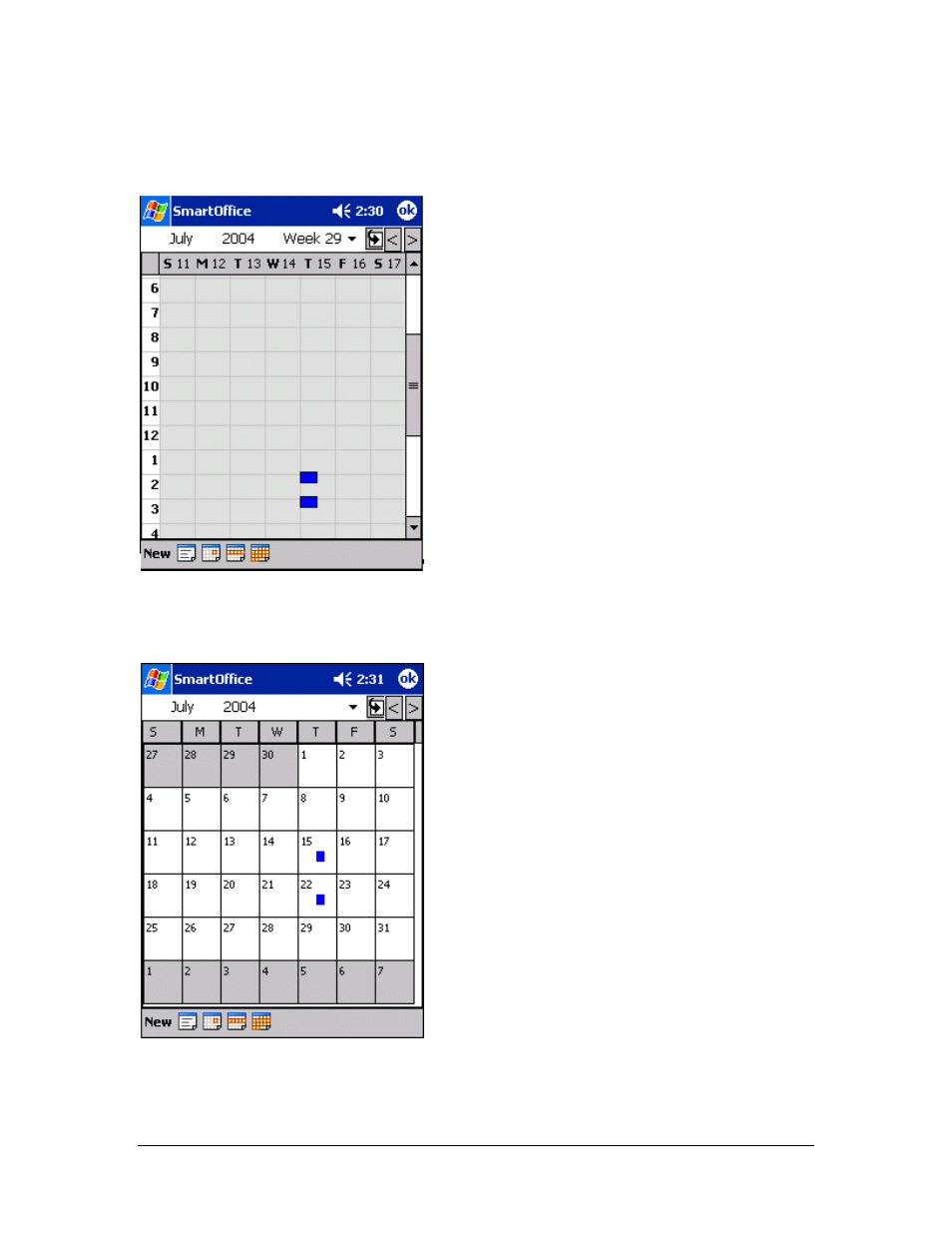 Weekview, Monthview | Smart Parts Mobile for Pocket PC User Manual | Page 28 / 42