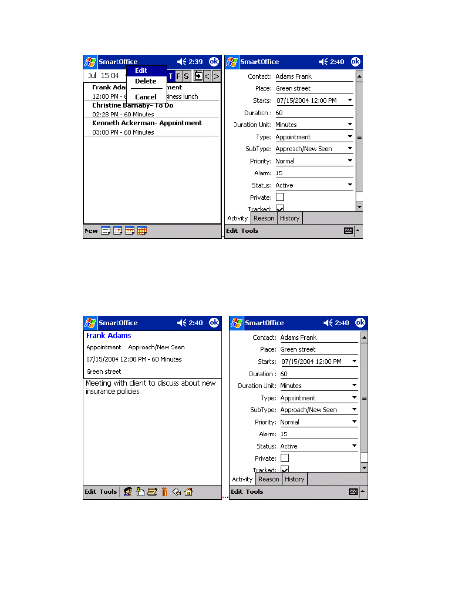 From the activity details tab | Smart Parts Mobile for Pocket PC User Manual | Page 30 / 42